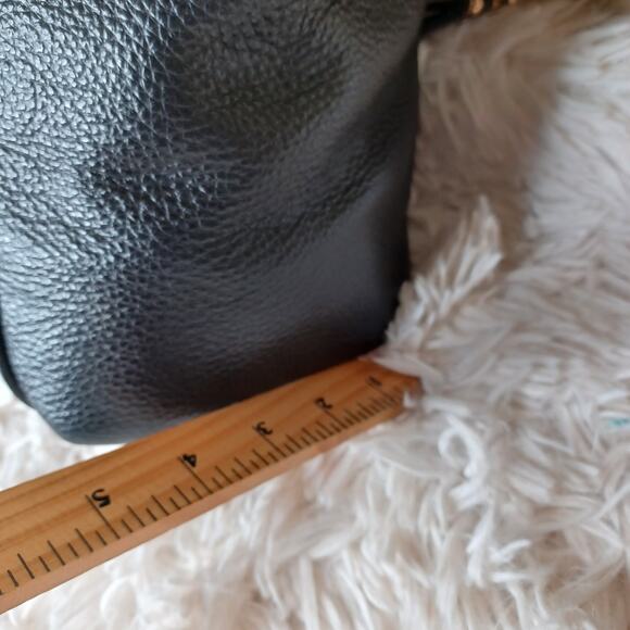 Coach Ava Chain Tote Black Pebbled Leather Large Purse Gold - Picture 8 of 12